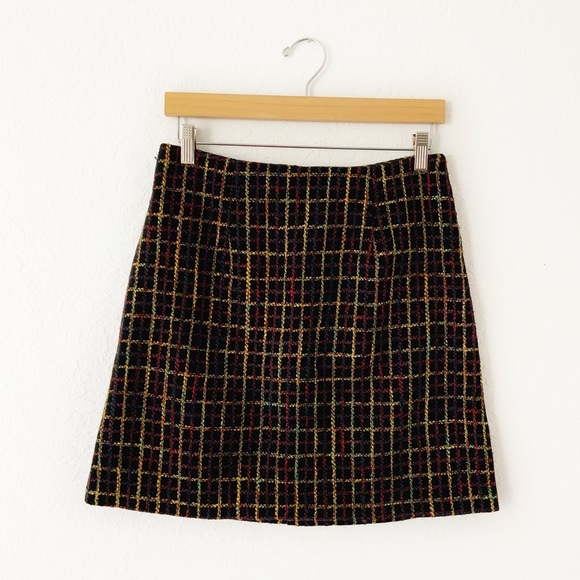 Anthropologie Hutch Windowpane Mini Skirt Black Motif Small - Picture 1 of 7